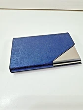Blue Metal Business Card Holder Slim Pocket ID Credit Card Case Wallet