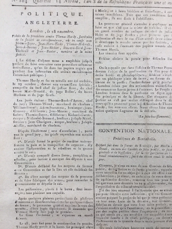 Thomas Hardy 1795 Baxter Tooke Richter Joyce Tribunal Révolutionnaire - Photo 2/4