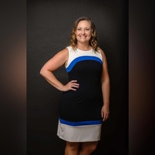 Tommy Hilfiger Scuba Sheath Colorblock Dress Modern Classic Office Dress Sz 8