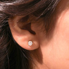 Solitaire Prong Set Stud Earrings Round Lab Grown Diamond 14k Yellow Gold #267 — photo 7