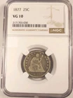 1 Of 2 Pop NGC VG 10, 1877 P Seated Liberty Quarter 25c