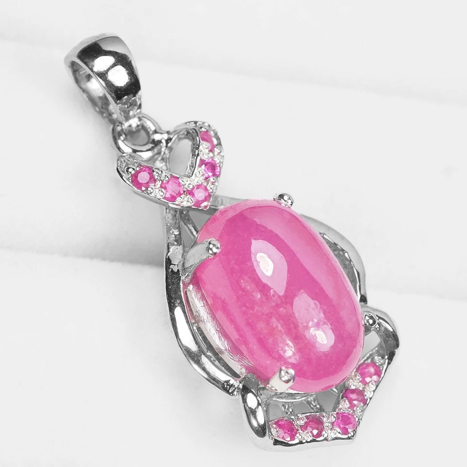 Bubblegum Pink Ruby Pendants 925 Sterling Silver Handmade Finish Fine Jewelry - Image 2 of 4