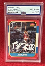 SPUD WEBB Atlanta Hawks Signed 1986 FLEER Rookie #120 Card PSA Slab 85510389