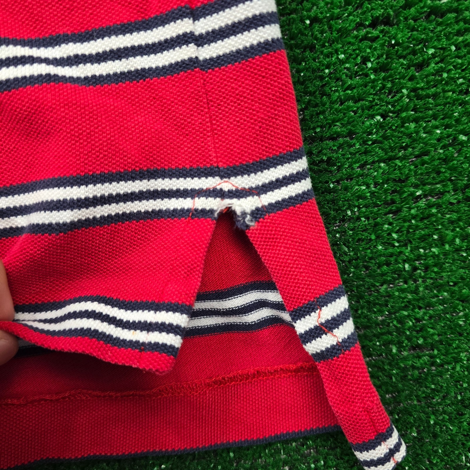 Brooks Brothers Polo Shirt Mens Medium/Large Red Striped Golden Fleece Golf thumbnail 4