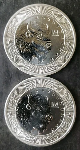 Two JM Bullion 1oz Silver Rounds