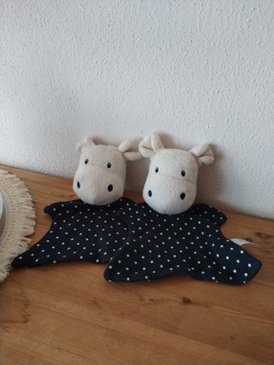 2x Topomini Topomini Schmusetuch Kuh Nilpferd Sterne Kuscheltuch Schnuffeltuch