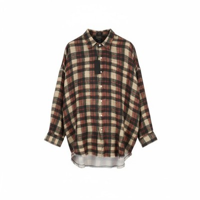 R13 Shredded Seam Drop Neck Damenhemd XL Karomuster FW25 UVP945