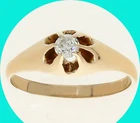 Vintage European Cut Diamond Engagement Ring .10CT Yellow Gold Size 3.5