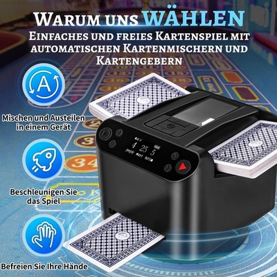 2 in 1 Automatische Kartenmischer und Kartensender für UNO, Blackjack Texas DE