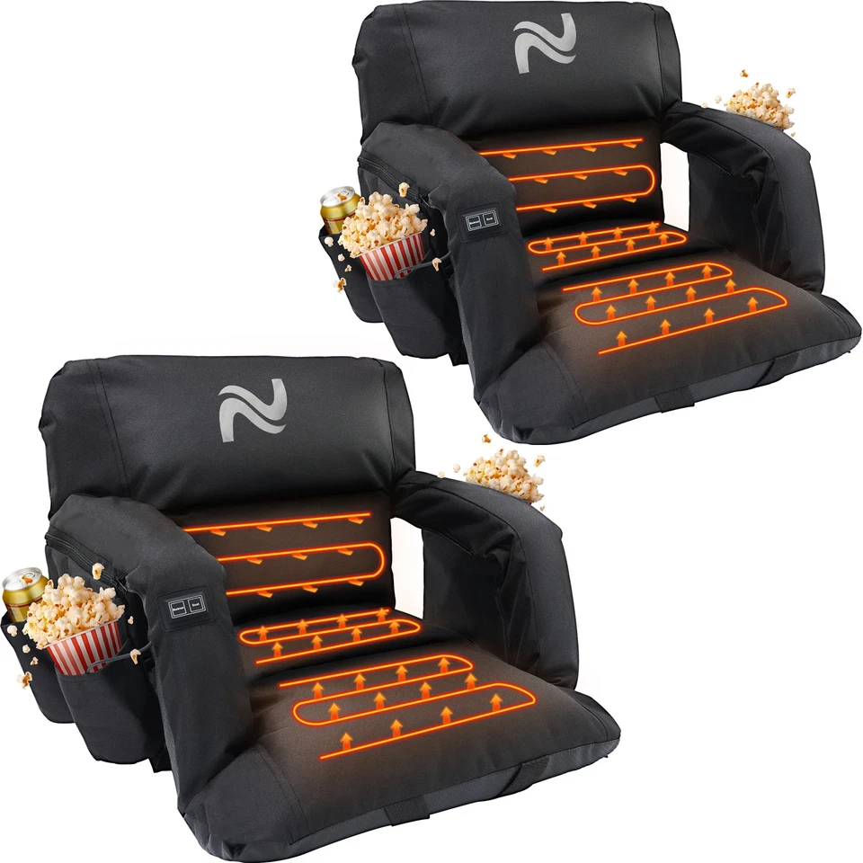 NAIZEA Wide Heated Stadium Seat for Bleachers w/Back Support 5" T Cushion Seats - Image 2 of 4