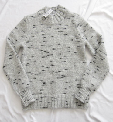 LOFT Grey & Black Speckled Fuzzy Sweater Sz S Wool Blend Knit Fuzzy Cozy (WS107)