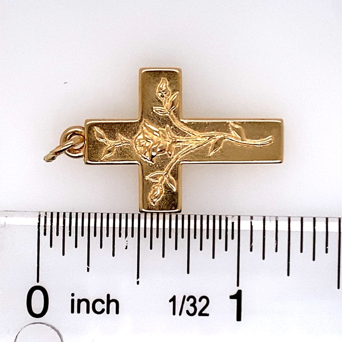 James Avery Retired Rose Vine Cross 14K Yellow Gold Pendant