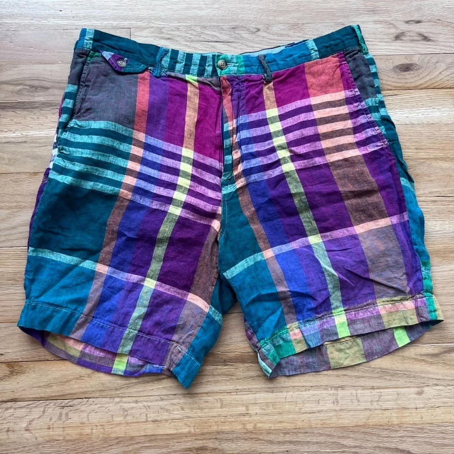 Polo Ralph Lauren Linen Shorts Mens 36 Multicolor Classic Fit 36x9 Preppy Pastel