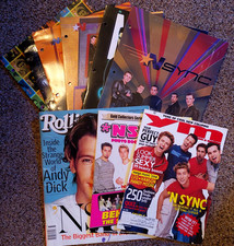 N SYNC BUNDLE 7 Unique  Pocket Folders  2 YM magazines 1 Rollingstone mag