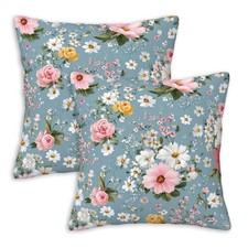 Vintage Floral Throw Pillow Covers 18x18 Inches Set of 2 Romantic Cottageco...