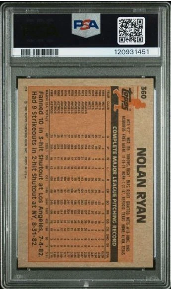 Tarjeta de béisbol 1983 Topps Nolan Ryan firmada por la corte PSA 7 PSA/DNA certificada automática 10 Foto 4 de 4