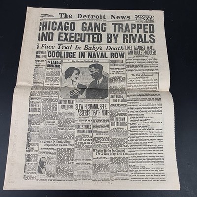 Vintage The Detroit News Newspaper Historical Headlines Events Crime Prohibition