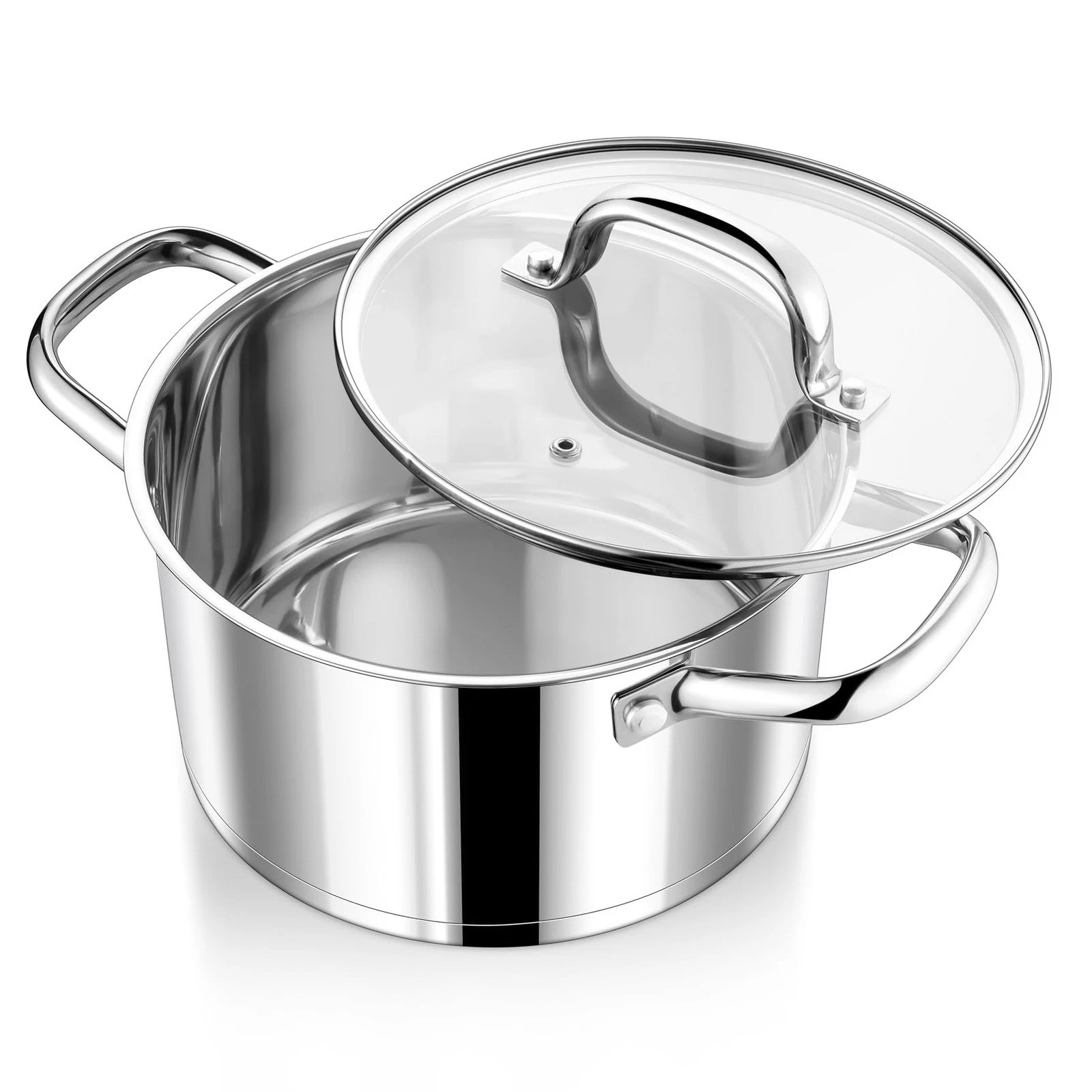 4 Quarts Cooking Stock Pot with Lid, Stainless Steel Stockpot Induction Pot f...