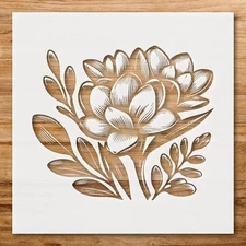 Freesia Floral Silhouette Wall Art Stencil for Creative Projects - StencilAir