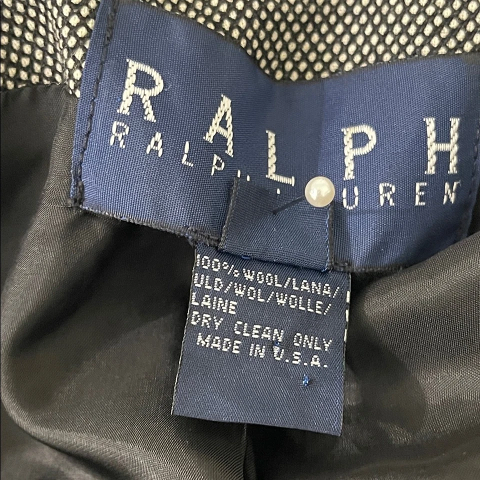 Chaqueta Blazer Vintage Ralph Lauren Etiqueta Azul Para Mujer Gris Lana A Medida Talla 4 Foto 4 de 4