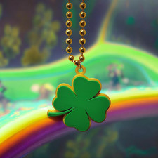 St Patrick s Day Four Leaf Clover Necklace Shamrock Lucky Charm Green Gold