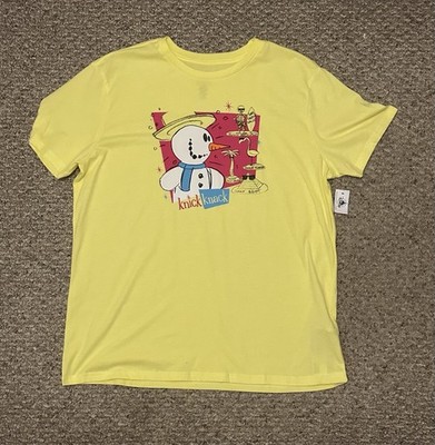 Disney Parks Snowman Knick Knack Short Yellow T-shirt Adult Unisex Size Large