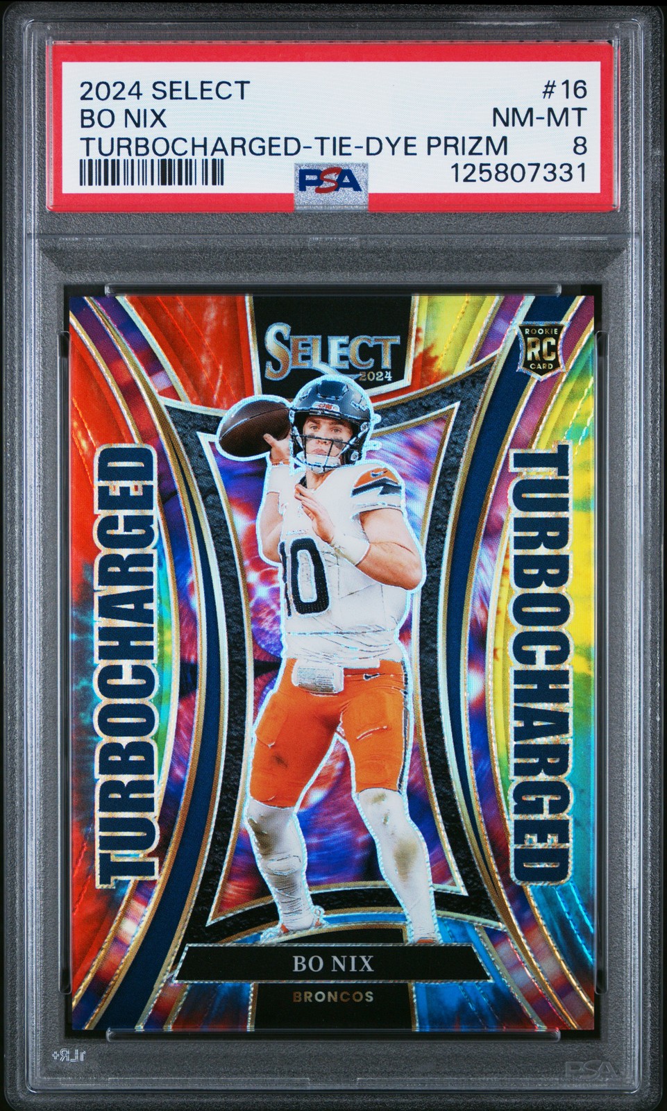 Bo Nix Panini Select Turbocharged #16 Tie-Dye Prizm