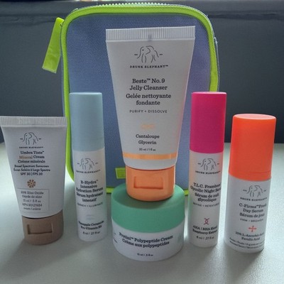 $95 Drunk Elephant 7-Piece The Littles Travel Skincare Kit +Bag NEW Exp. 07/2027
