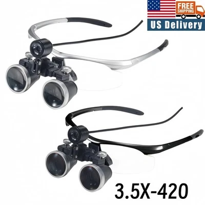 Dental 3.5X Medical Surgical Binocular Loupes Magnifier with LED Headlight USA