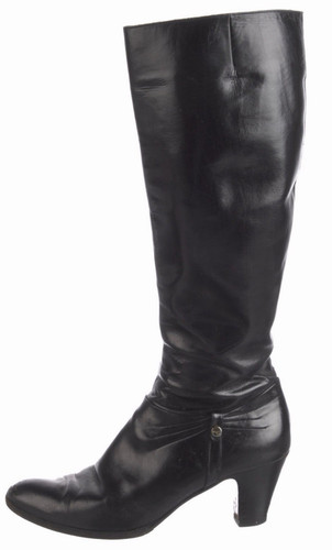 Salvatore Ferragamo Women’s US 6 Black Leather Knee High Zip Boots Round Toe