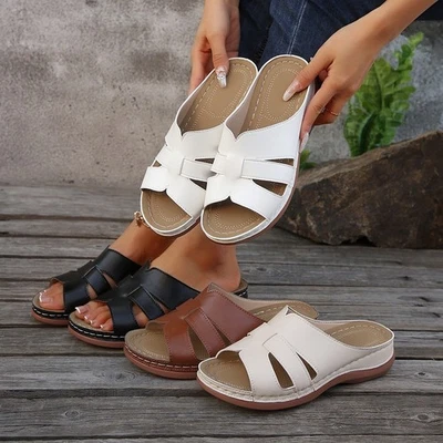 Womens Orthopedic Wedge Sandals Ladies Casual Summer Comfort Flat Slippers Shoes - Image 1 of 3