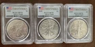 2020 Silver Eagle FIRST STRIKE Flag Label MS70 Graded – Set of 3