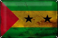 Blechschild Flagge SãO Tomé Und PríNcipe 30X20 Cm Flag Rost Deko Schild Tin Sign