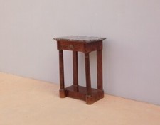 Console mobile d'appoggio Impero con piano in marmo, mogano, '800 - L 60 cm!