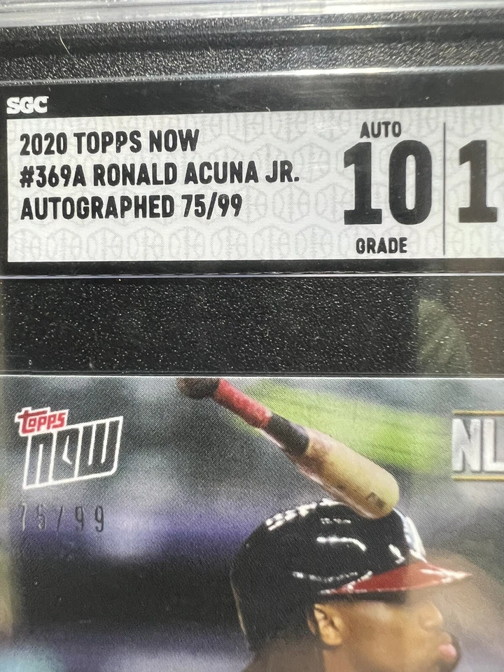 RONALD ACUNA 2020 Topps Now ON CARD Auto /99 SGC GEM MINT 10/10 BRAVES PERFECT✔ - Image 3 of 4