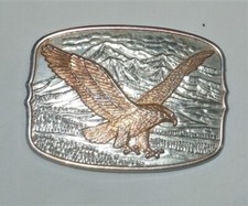 Vtg American Bald Eagle Silver  Gold Tone Western Cowboy Belt Buckle