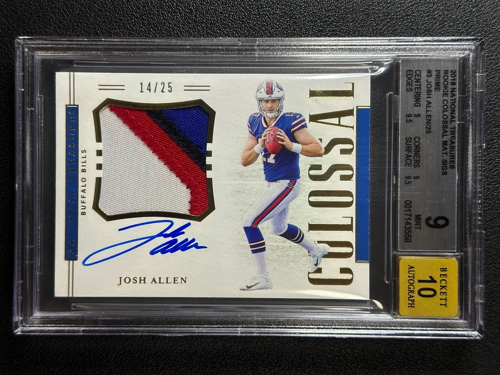 Josh Allen Panini National Treasures Rookie Colossal Material Signatures #RCSJA Prime