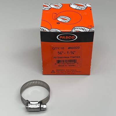 PASCO (10 PACK) All 201 Stainless Steel Clamps 3/4'' - 1-3/4'' Fits 1-1/4 in ID Ho