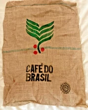 Cafe' Do Brasil Burlap Sack 36" X 27" Wall Art, Garden, Games, Crafts~~Lot #H