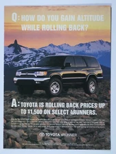 2001 Toyota 4Runner Vintage Gain Altitude Original Print Ad 8.5 x 11"