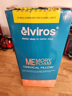 Elviros Cervical Memory Foam Pillow White For Neck And Shoulder Pain, Open Box 