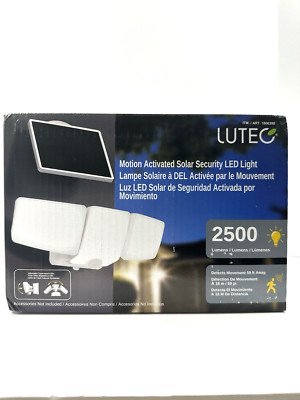 Lutec Motion Activated Solar Security Led Light Triple Head 2500 lumens ...