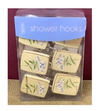 2003 VINTAGE SET OF 12 RESIN FLOWER WITH STEM SHOWER CURTAIN HANGER HOOKS