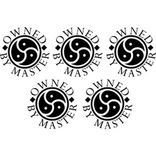 5 BDSM Temporary Tattoos, Owned By Master Circling Triskelion Symbol for Master