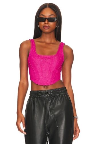 Superdown Mika Corset Top in Hot Pink Extra Small