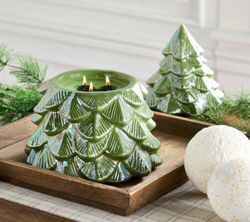 HomeWorx by Harry Slatkin Iridescent Ceramic 14oz. Tree Candle in Green - Picture 1 of 3