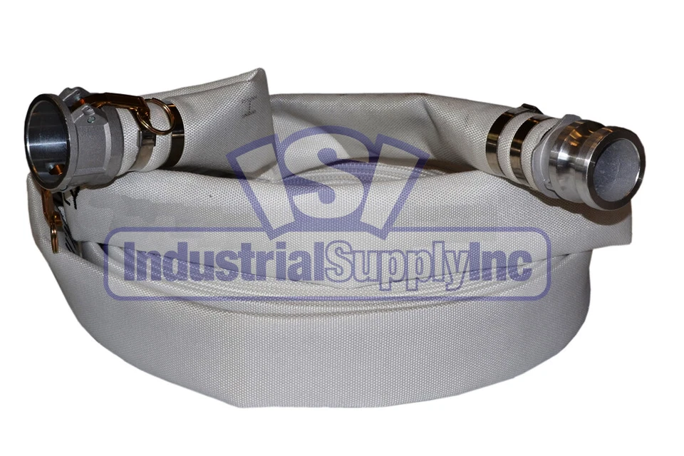 INDUSTRIAL SUPPLY Fire Hose | Single Jacket | 2" x 100 FT | Lay-Flat | Aluminum Camlocks