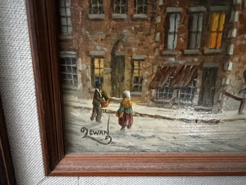 Original Oil on Board Winter Scene European City **Dennis Patrick Lewan** Signed - Picture 3 of 4