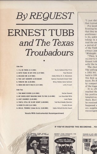 Ernest Tubb & The Texas Troubadours By Request USA Stereo Original Sealed Album - Picture 4 of 5