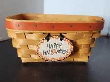 Longaberger 1999 Candy Corn Basket & Halloween Tie On